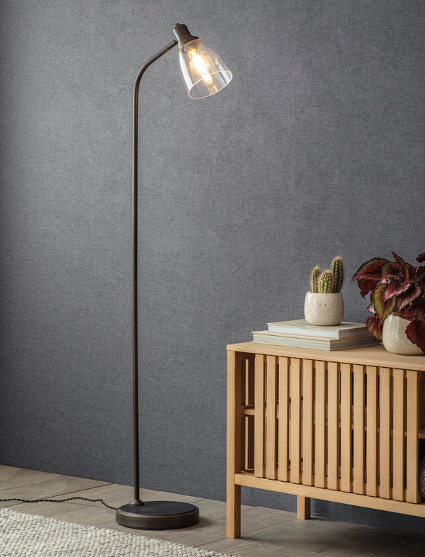Garden Trading Hoxton dome floor lamp in antique bronze on a white background