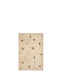 ferm LIVING Skye hand-tufted wool rug in parchment with raised moon and star motif