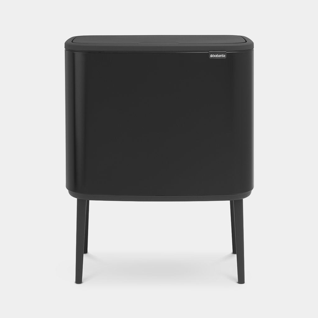 Brabantia Bo Touch Bin 36L in matt black, front view on white