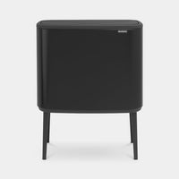 Brabantia Bo Touch Bin 36L in matt black, front view on white