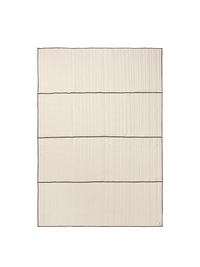 ferm LIVING Vari quilted single bedspread in natural with dark chocolate piping, shown flat