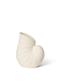 ferm LIVING Shell Vase in off-white stoneware with a ridged shell-inspired form