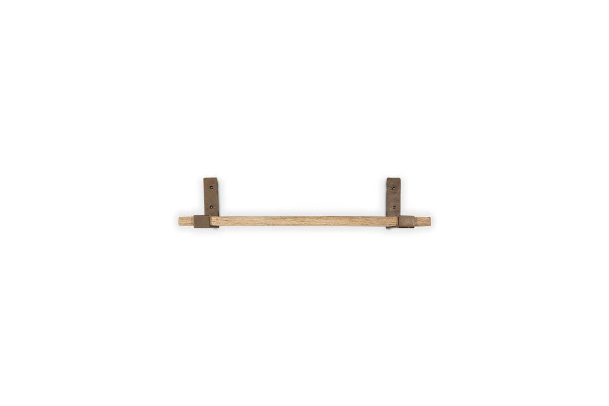Ibo small reclaimed wood and iron shelf on a white background