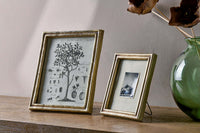 Pambani antique brass photo frames displayed on a wooden surface