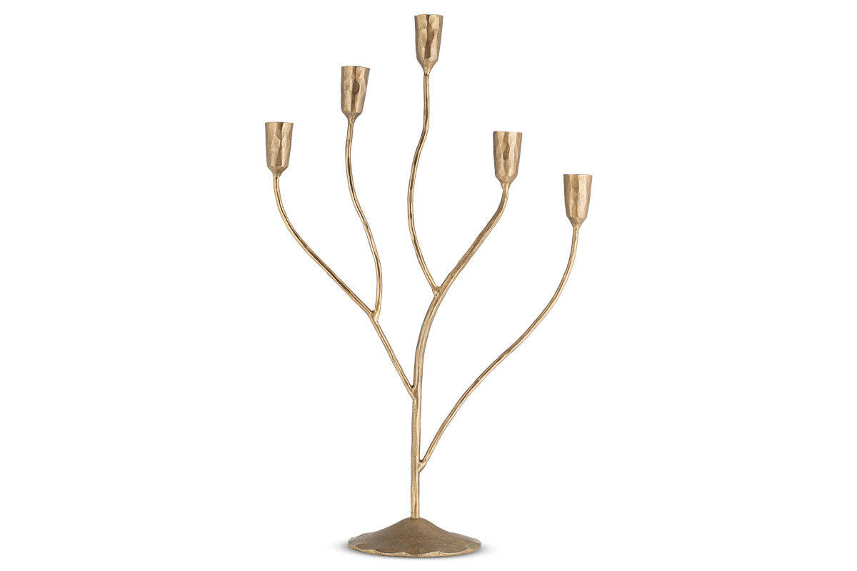 Large Palani antique brass candelabra on a white background